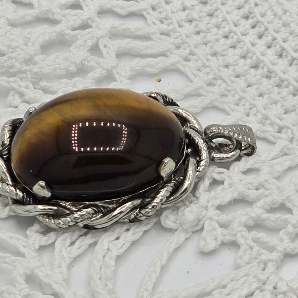 Tiger Eye 925 Silver Plated Pendant - Picture 6 of 6